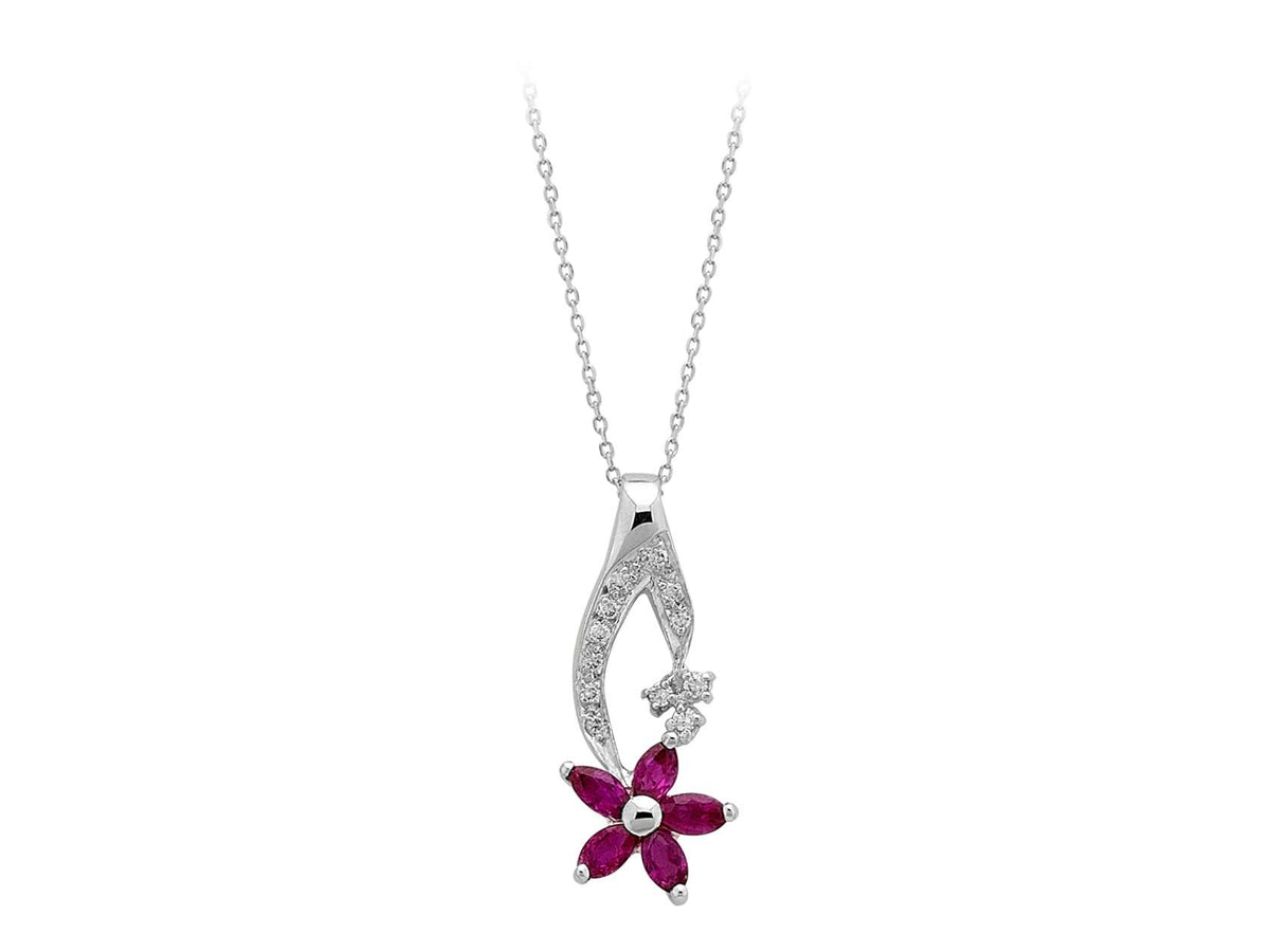 Diamant und Marquise Rubin Collier - handgefertigter Diamantschmuck aus Feingold | Sirius Diamant
