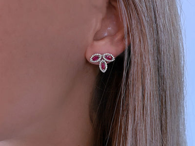 Diamond and Marquise Cut Ruby Earrings