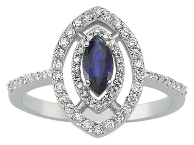 Diamond and Marquise Cut Sapphire Ring