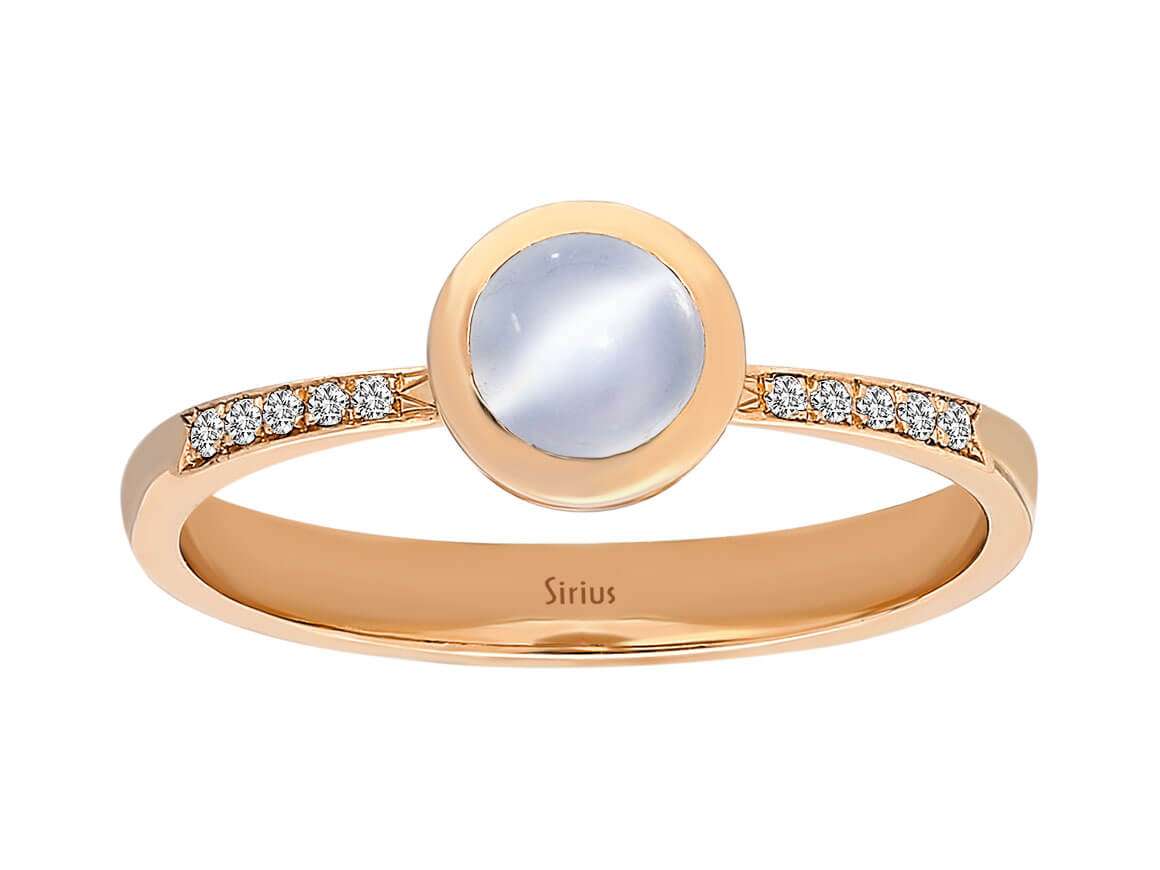 Diamant und Mondstein Vintage Ring - handgefertigter Diamantschmuck aus Feingold | Sirius Diamant
