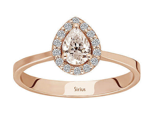 Diamant und Tropfen Morganit Confetto Ring in 14 K Rotgold – handgefertigter Diamantschmuck aus Feingold | Sirius Diamant
