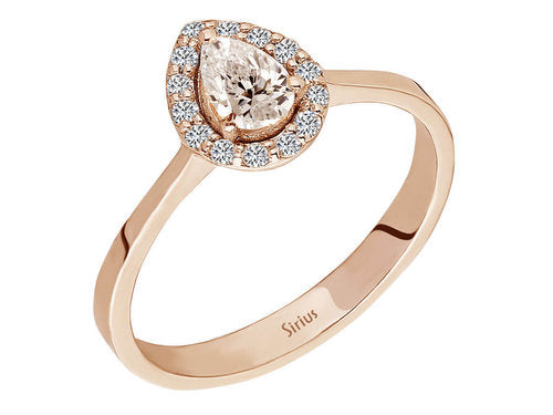 Diamant und Tropfen Morganit Confetto Ring in 14 K Rotgold – handgefertigter Diamantschmuck aus Feingold | Sirius Diamant