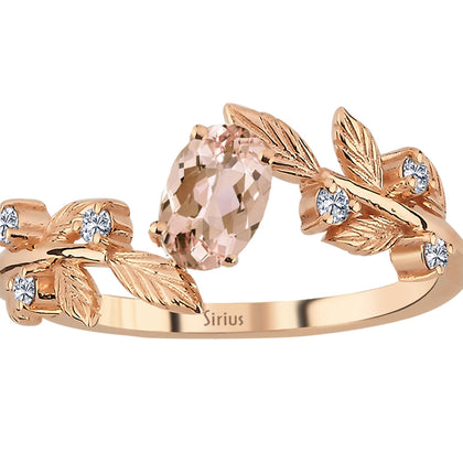 Traumgarten Ring mit Diamanten & Morganit - handgefertigter Diamantschmuck aus Feingold | Sirius Diamant