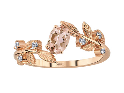 Traumgarten Ring mit Diamanten & Morganit