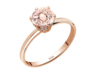 Bague Malaga en or rose 14 carats, diamants et morganite
