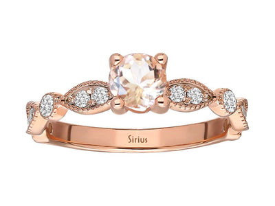 Bague solitaire vintage en diamant et morganite 