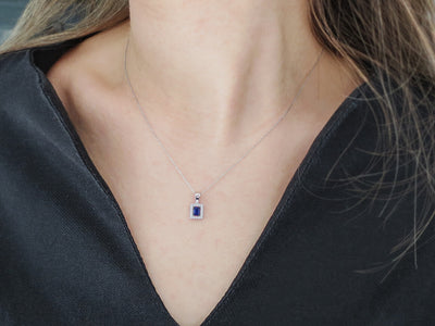 Diamond and octagon sapphire necklace