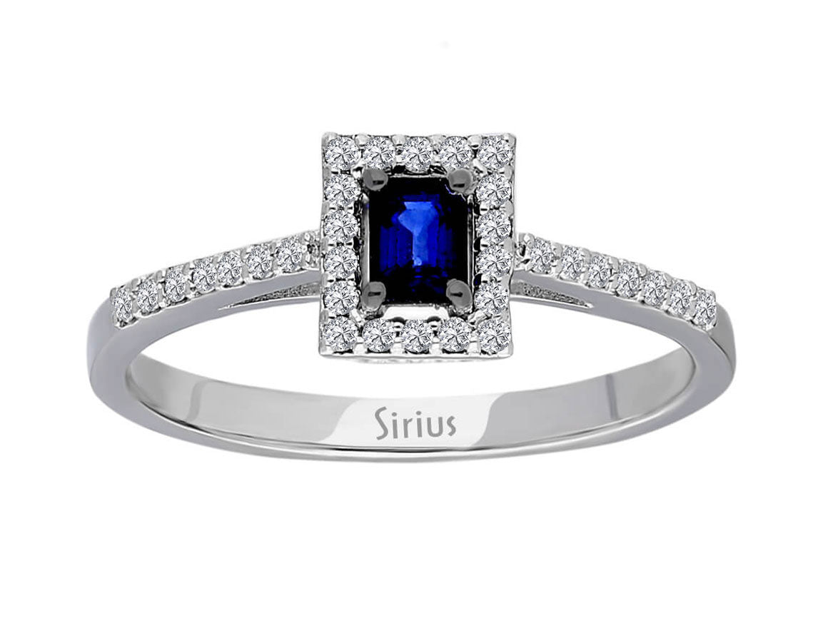 Diamant und Octagon Schliff Saphir Ring - handgefertigter Diamantschmuck aus Feingold | Sirius Diamant