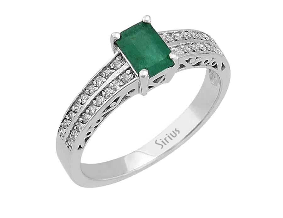 Diamond and Octagon Emerald Ring