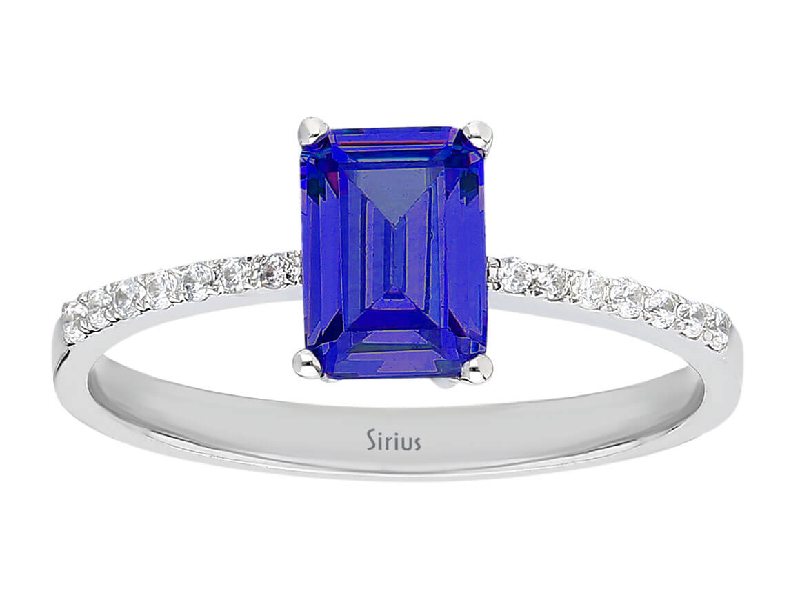 Diamant und Oktagon Schliff AAA Tansanit Ring