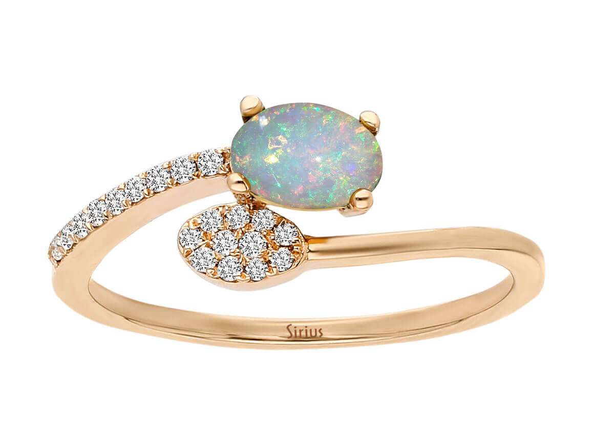 Diamant und Opal Galaxis Damenring - handgefertigter Diamantschmuck aus Feingold | Sirius Diamant