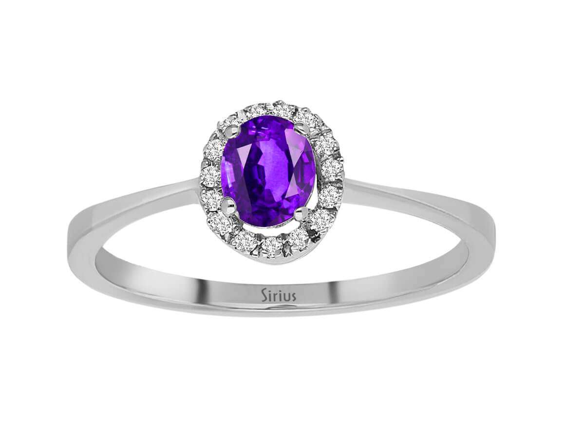 Diamant und Oval Amethyst Ring - handgefertigter Diamantschmuck aus Feingold | Sirius Diamant