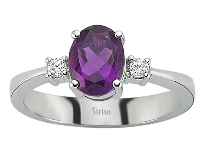 Diamond and Oval Amethyst Ring