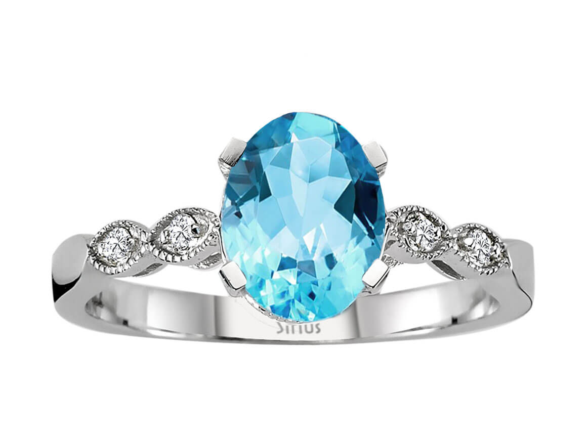 Diamant und Oval Blauer Topas Ring - handgefertigter Diamantschmuck aus Feingold | Sirius Diamant