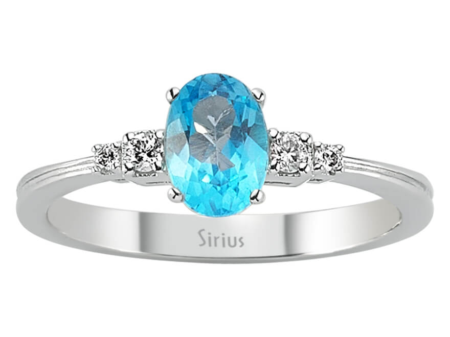 Diamant und Oval Blauer Topas Ring - handgefertigter Diamantschmuck aus Feingold | Sirius Diamant