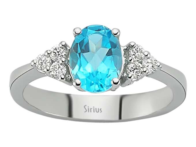 Diamant und Oval Blauer Topas Ring - handgefertigter Diamantschmuck aus Feingold | Sirius Diamant