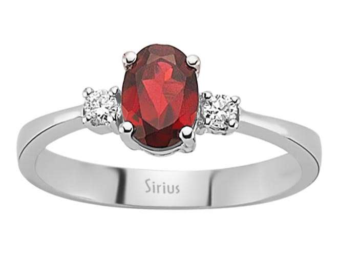 Diamant und Oval Garnet Ring - handgefertigter Diamantschmuck aus Feingold | Sirius Diamant