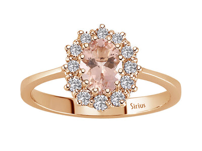 Diamant und Oval Morganit Ring