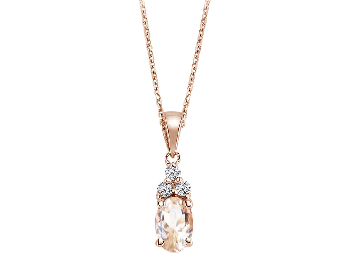Diamant und Oval Morganit Saga Collier - handgefertigter Diamantschmuck aus Feingold | Sirius Diamant