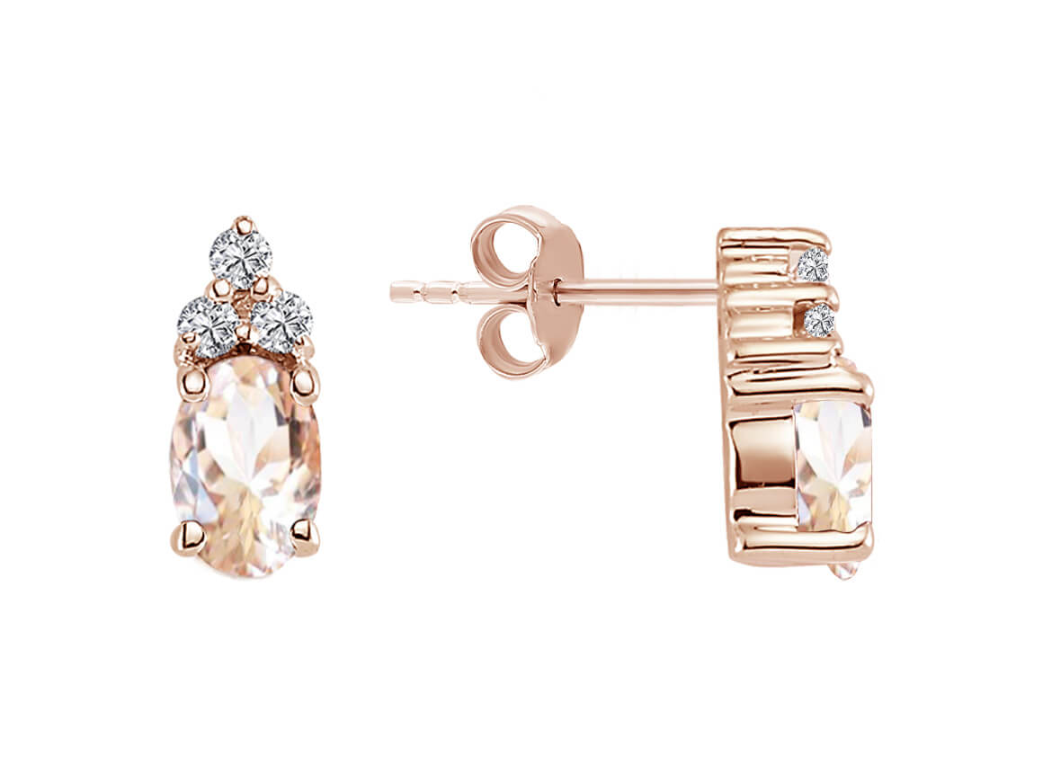 Diamond and Oval Morganite Saga Earrings