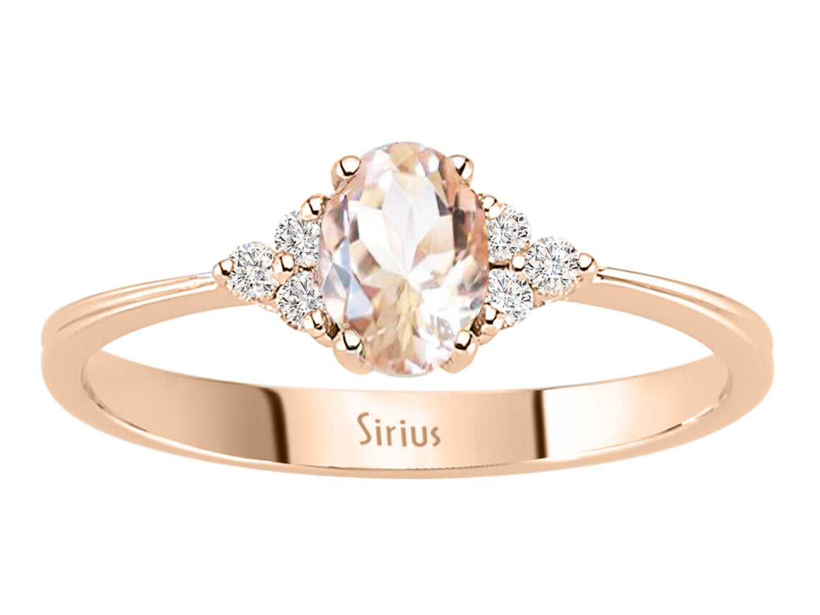 Diamant und Oval Morganit Ring - handgefertigter Diamantschmuck aus Feingold | Sirius Diamant
