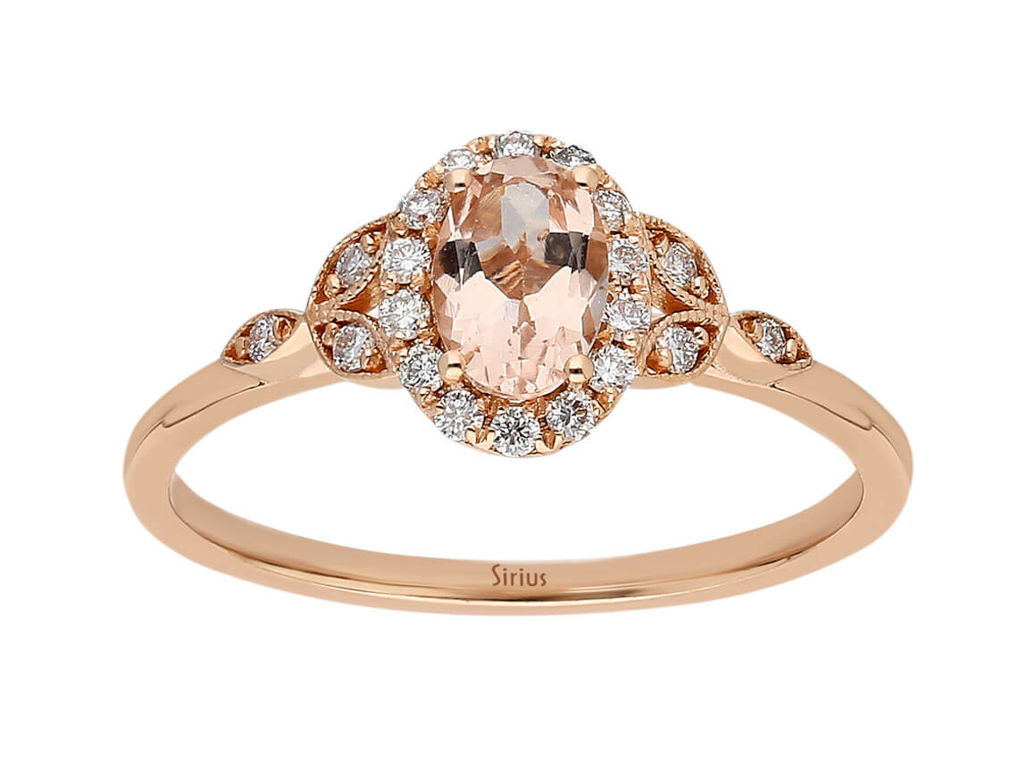 Bague de rêve en diamant et morganite ovale