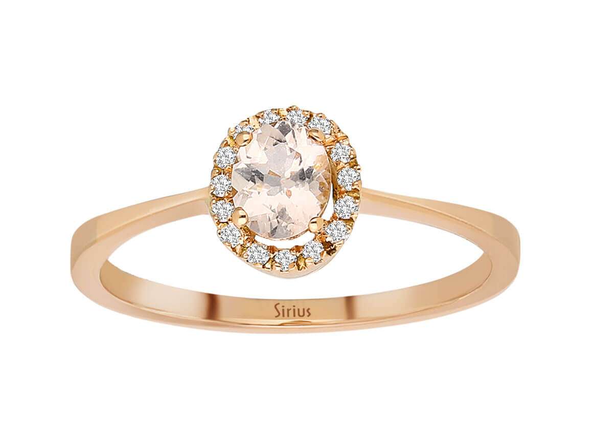 Diamant und Oval Morganit Vintage Ring - handgefertigter Diamantschmuck aus Feingold | Sirius Diamant