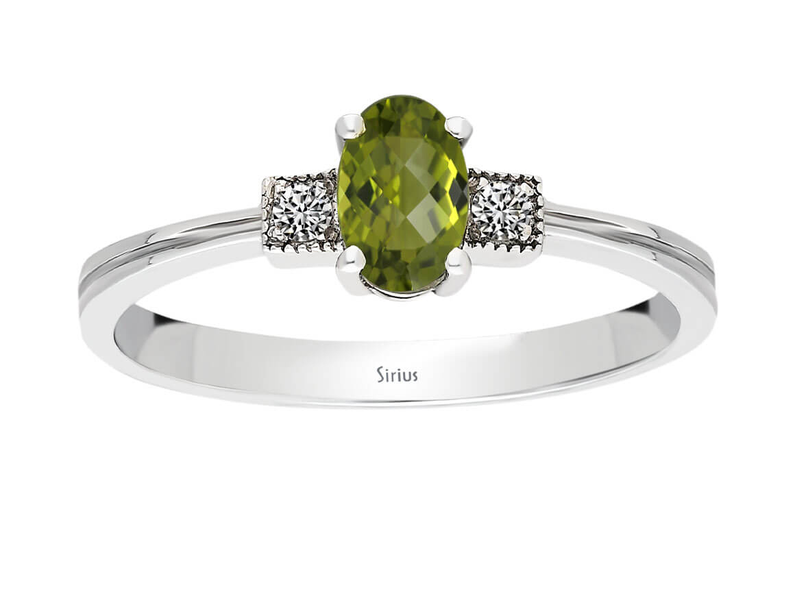 Diamant und Oval Peridot Ring – handgefertigter Diamantschmuck aus Feingold | Sirius Diamant