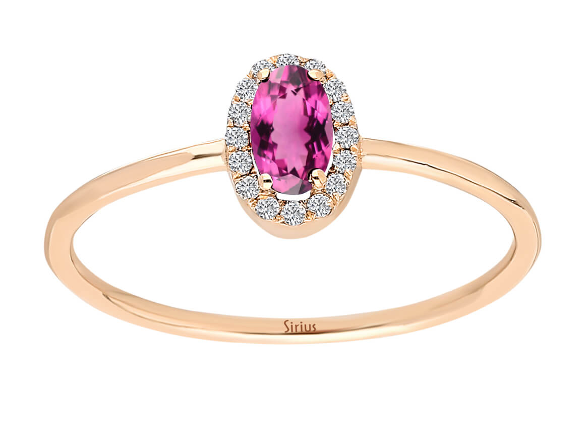 Diamant und Ovaler Schliff Rosa Turmalin Ring - handgefertigter Diamantschmuck aus Feingold | Sirius Diamant