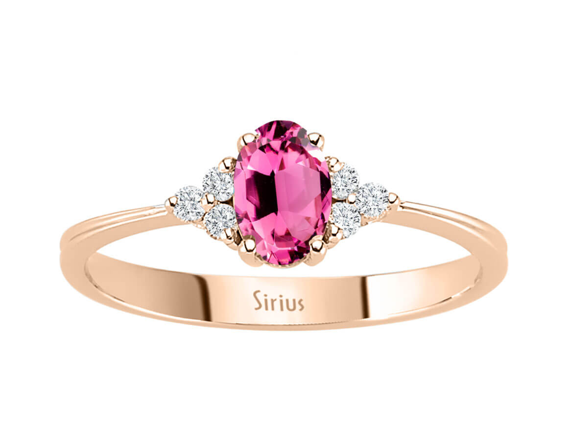 Diamond and Oval Pink Tourmaline Ring