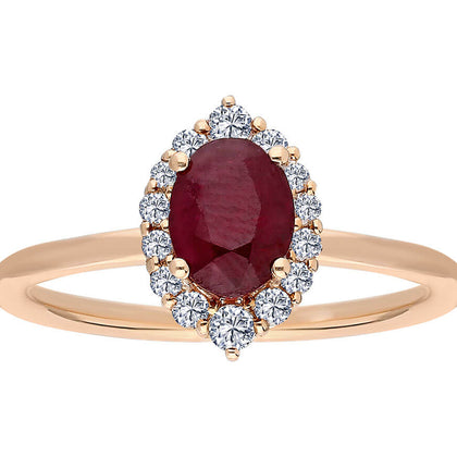 Diamond and Oval Ruby Ascella Ring