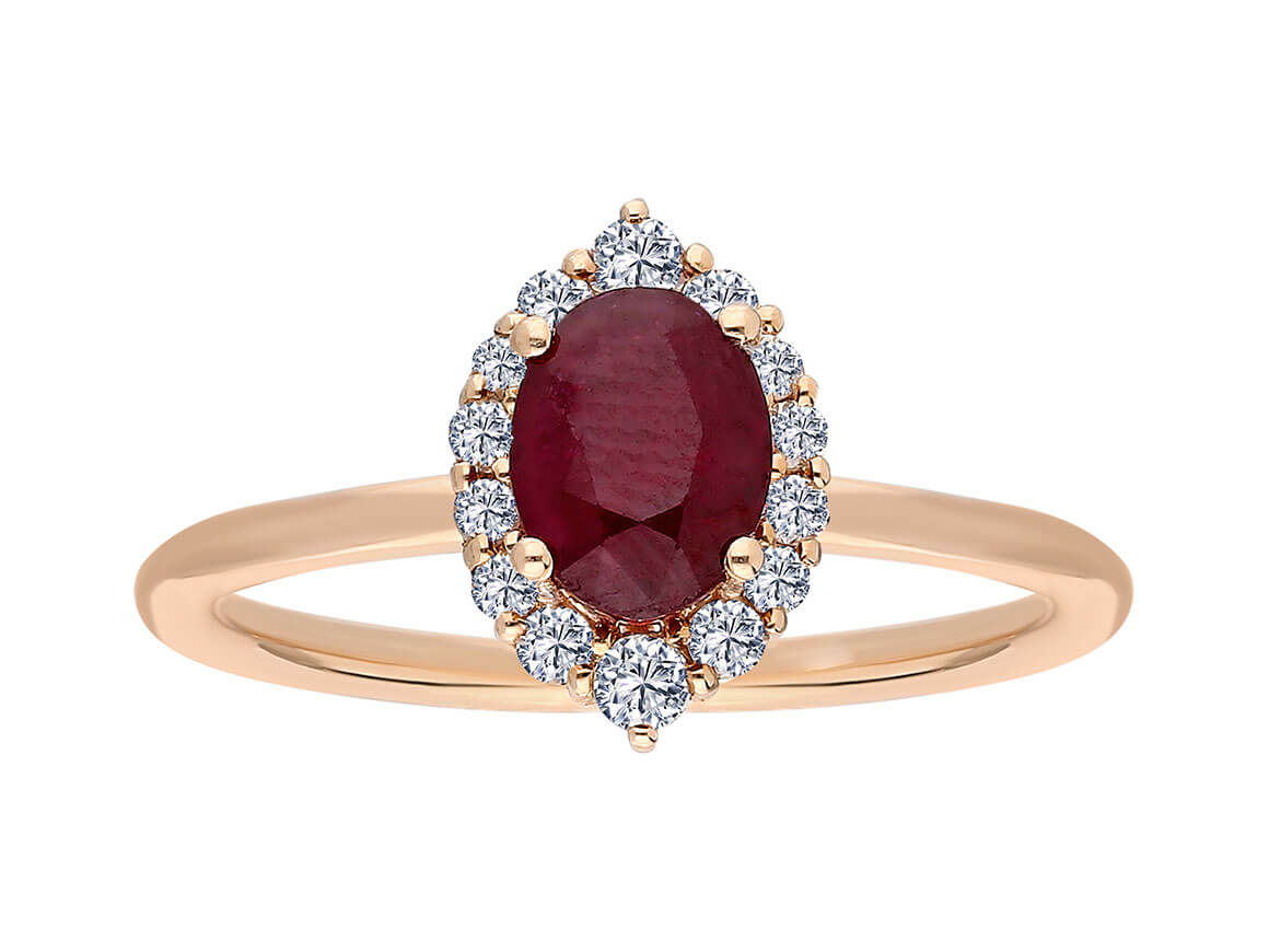 Diamond and Oval Ruby Ascella Ring