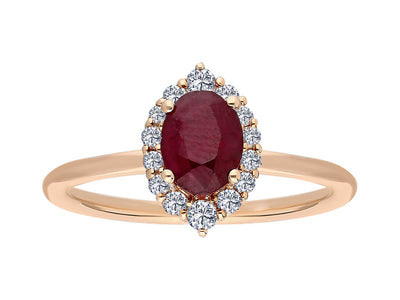 Diamond and Oval Ruby Ascella Ring