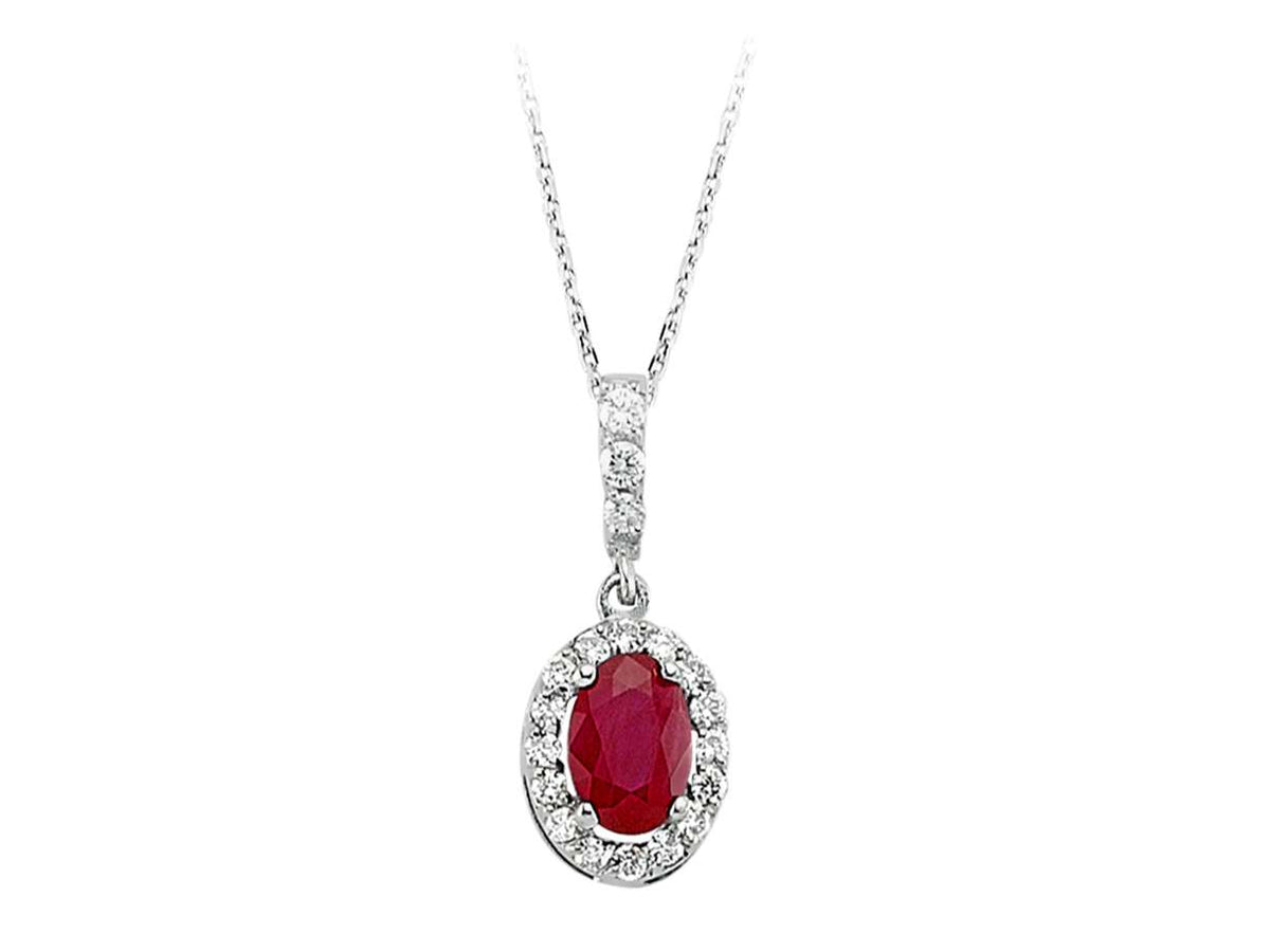 Diamant und Oval Rubin Collier - handgefertigter Diamantschmuck aus Feingold | Sirius Diamant