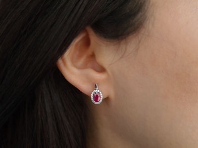 Diamond and Oval Ruby Earrings