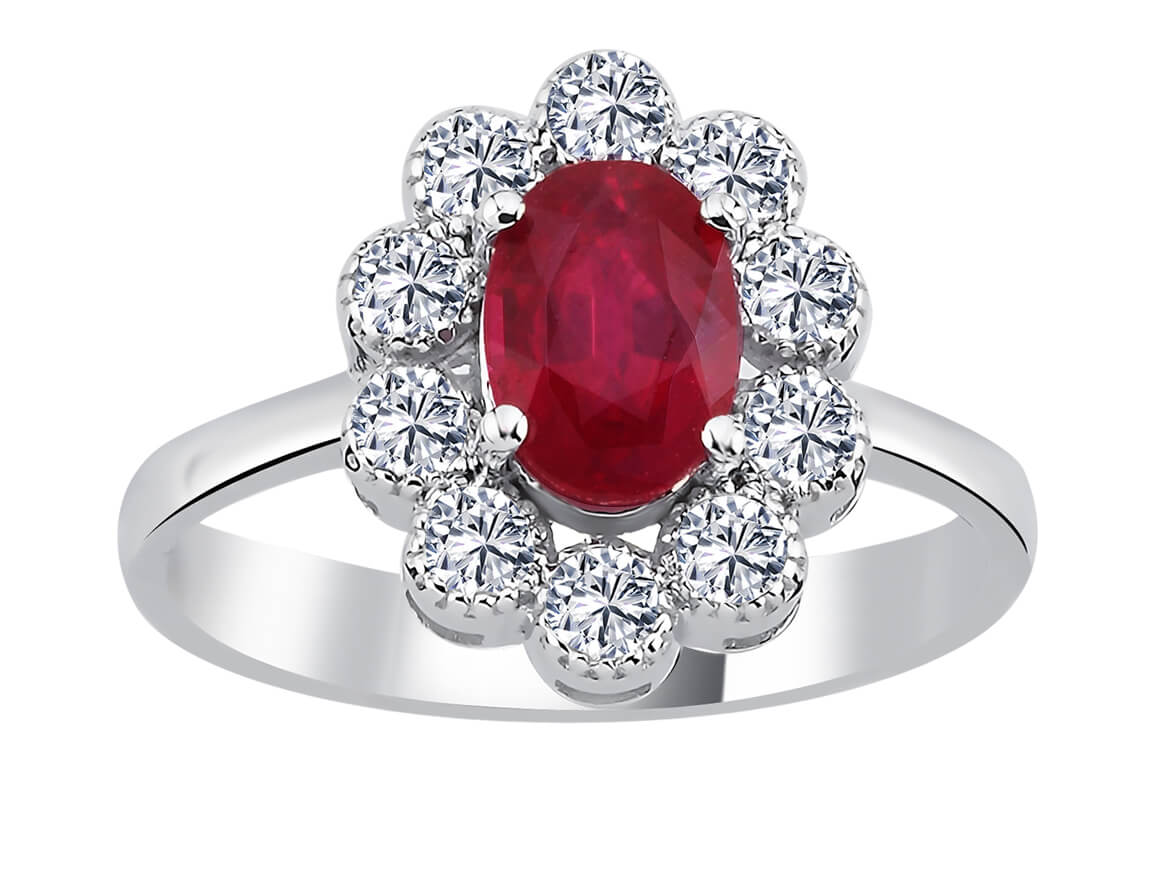 Diamond and Oval Ruby Ring
