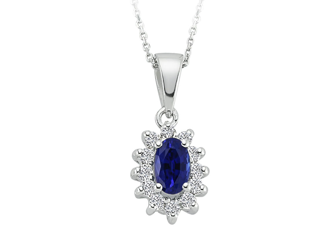 Collier diamant et saphir ovale