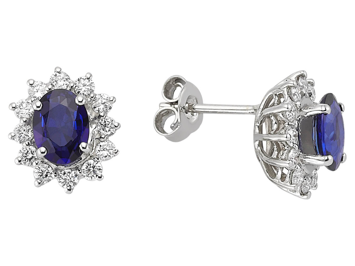 Diamant und Oval Saphir Ohrringe - handgefertigter Diamantschmuck aus Feingold | Sirius Diamant
