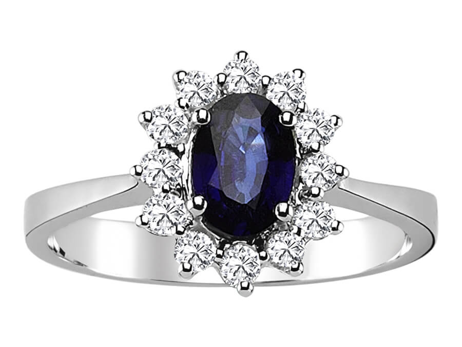 Diamond and Oval Sapphire Ring