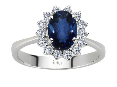 Diamond and Oval Sapphire Ring