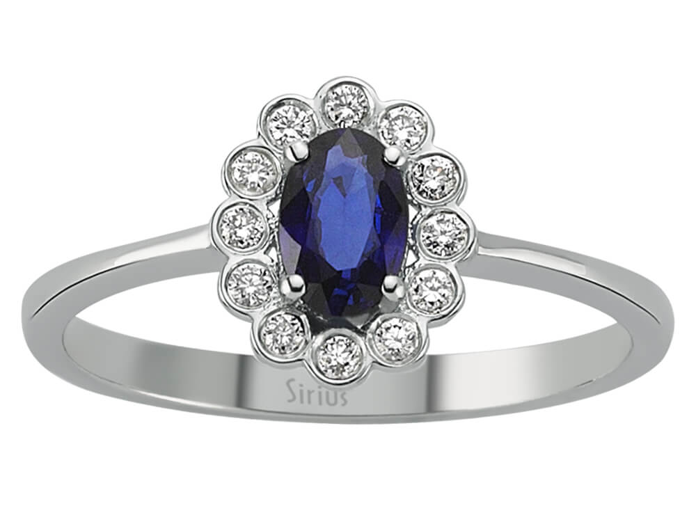 Diamond and Oval Sapphire Ring
