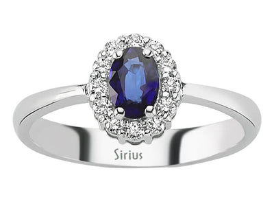 Diamond and Oval Sapphire Ring