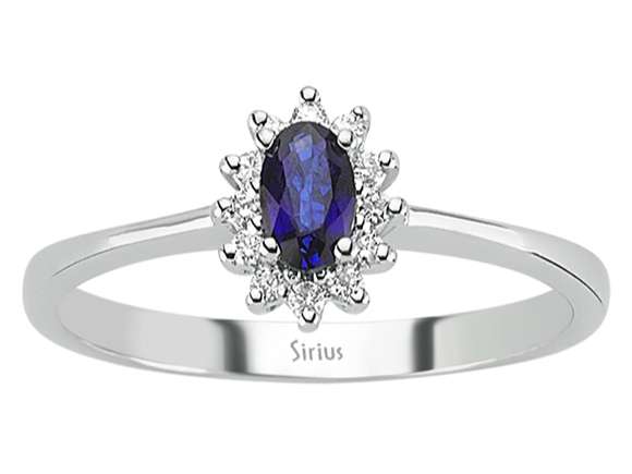 Diamond and Oval Sapphire Ring
