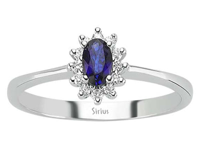 Diamond and Oval Sapphire Ring
