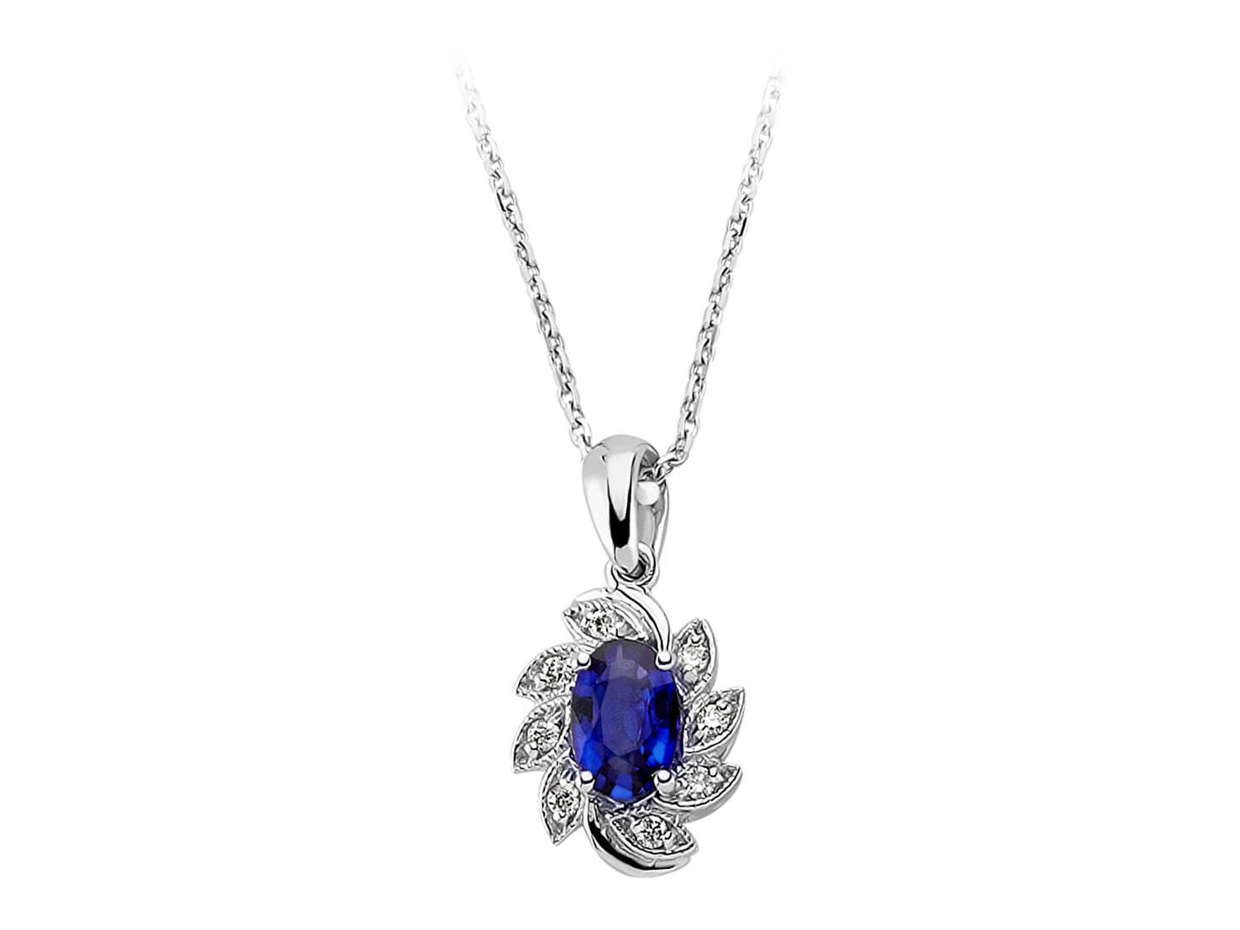 Collier diamant et saphir ovale
