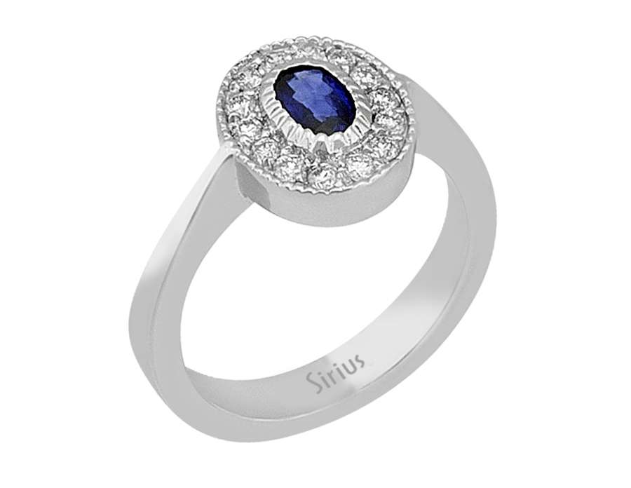 Diamond and Oval Sapphire Ring