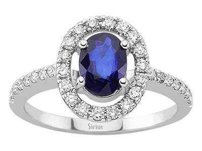 Diamond and Oval Sapphire Ring
