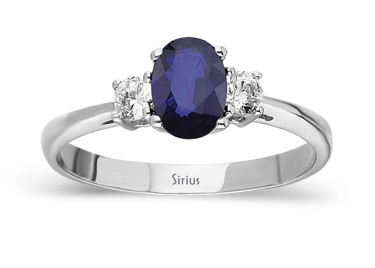 Diamant und Oval Saphir Ring - handgefertigter Diamantschmuck aus Feingold | Sirius Diamant