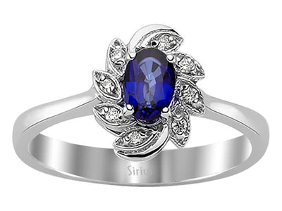 Diamond and Oval Sapphire Ring