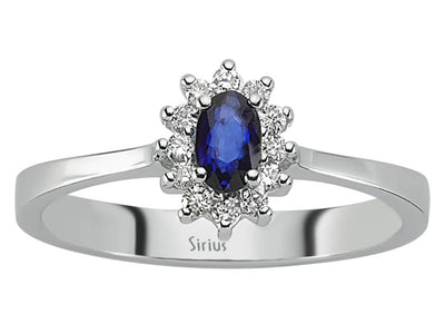 Diamond and Oval Sapphire Ring